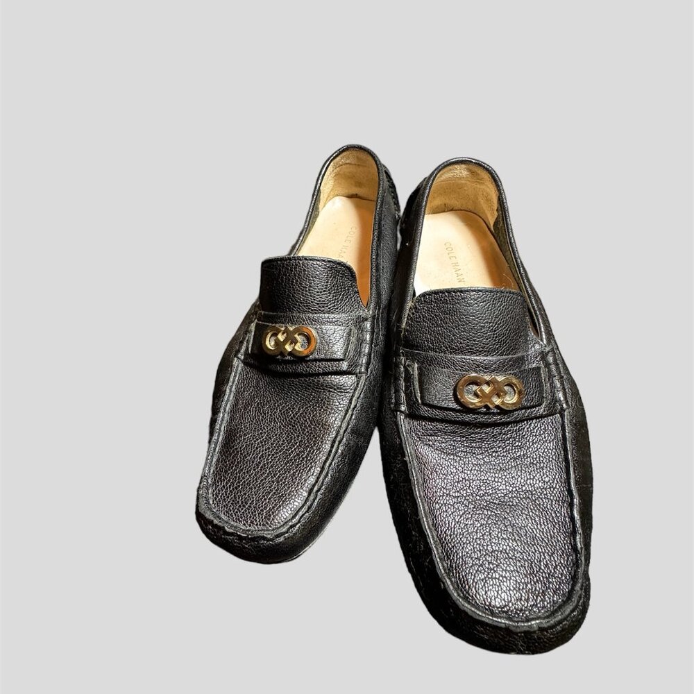 Cole Haan Shelby 11 tumbled leather driving loafers gold tone logo 10B womens